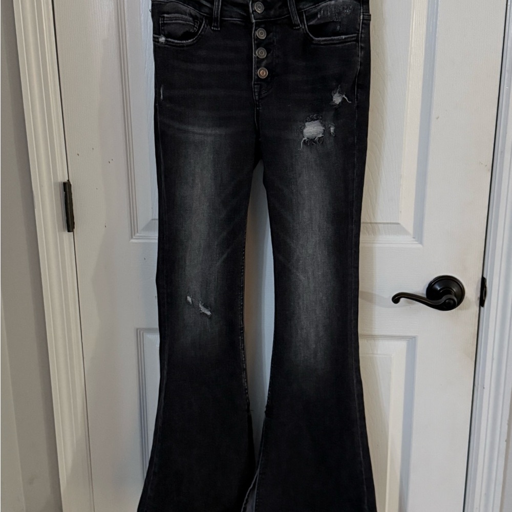 Flying Monkey Distressed Black Flare Jeans. 27